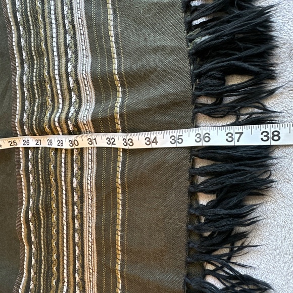 Vintage Southwestern Boho White Stag Olive Green Maxi Skirt 10 Hippie Fringe 90s - Picture 4 of 11